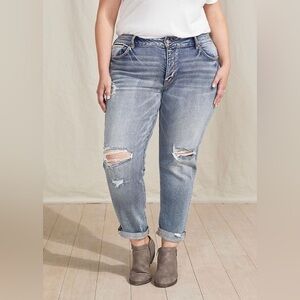 KanCan Vintage Medium Tint Boyfriend Jeans Distressed Women’s Plus size 18 34 XL